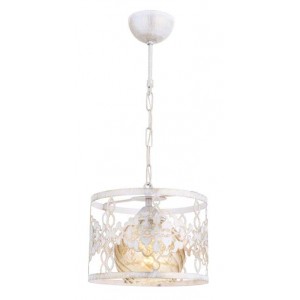 METAL and GLASS WHITE PATINE AND ANTIQUE COLOR COATED CHANDELIER 30 CM DIAMETER LOAD: 50 CM